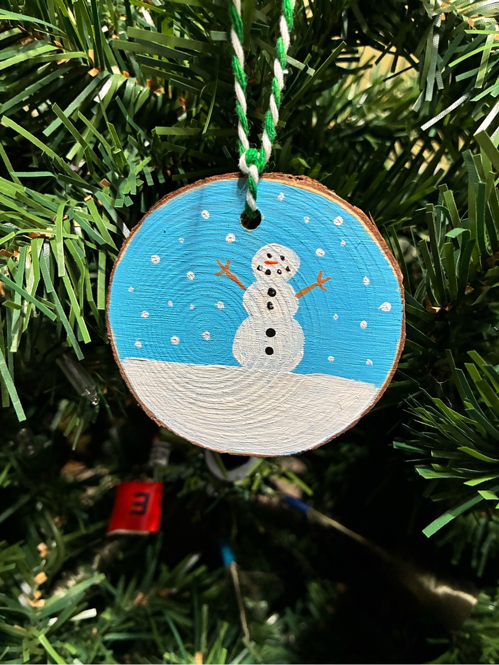 Snowy Snowman Painted Ornament